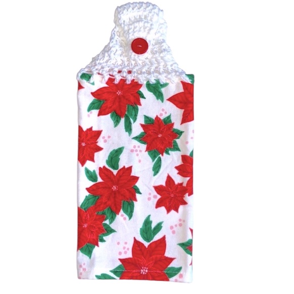 HAND CRAFTED Christmas Crocheted Top Hanging Kitchen or Bathroom Hand Towels - Picture 5 of 11